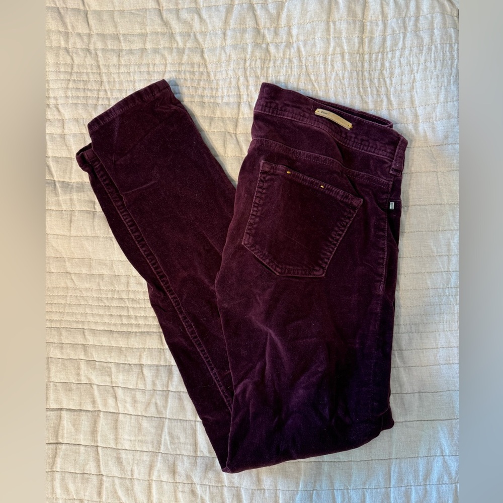 Anthropologie Pilcro Velvet skinny Stet pants in Maroon - Picture 6 of 6